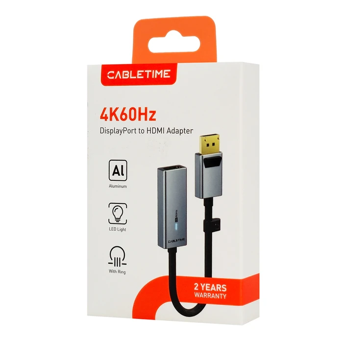 Cabletime Μετατροπέας DisplayPort male σε HDMI female Γκρι 1τμχ CT-AV589-P02G4K60