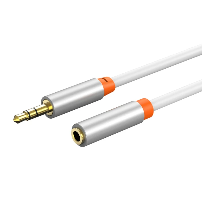 Cabletime Καλώδιο Ήχου 3.5mm male - 3.5mm female Λευκό 1m με Επίχρυσους Ακροδέκτες CT-AV311-P12G