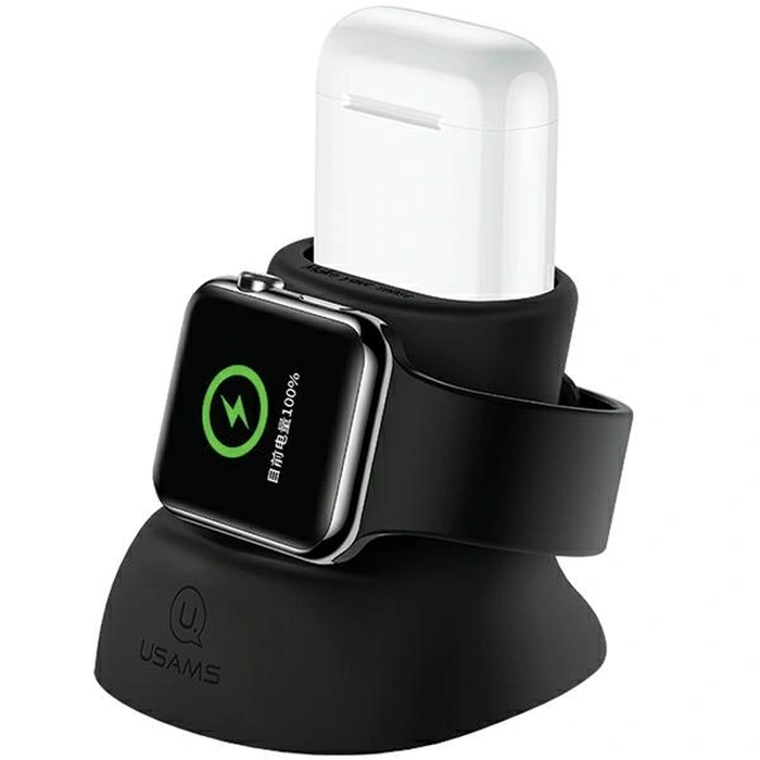 USAMS 2-in-1 stand for Apple Watch and AirPods black