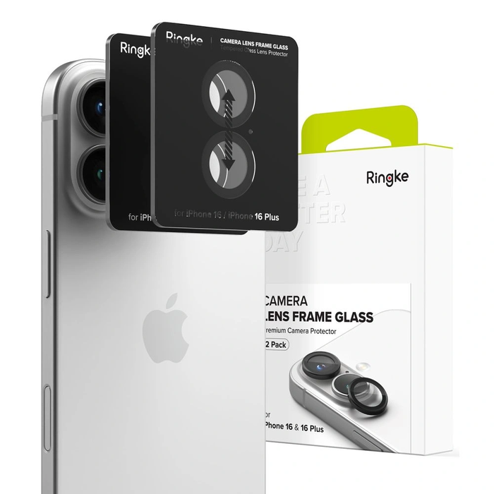Overlay Ringke Camera Frame Protector Apple iPhone 16 / 16 Plus Black [2 PACK]