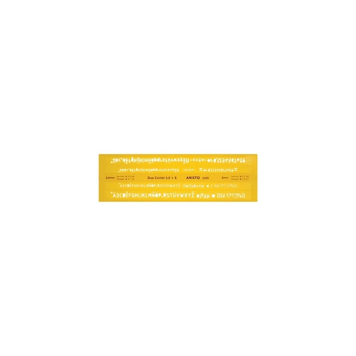 ARISTO Schriftschablone Duo Combi 3.5/5mm ISO3098-1/DIN6776 (Duo‑Combi Lettering Stencil)