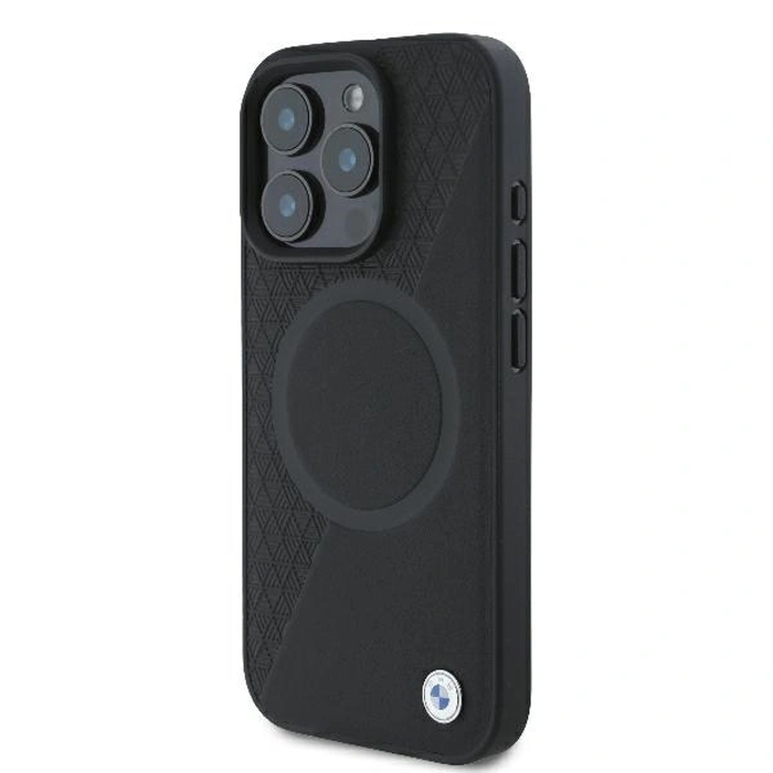 Case BMW BMHMP16L23RTPK Apple iPhone 16 Pro hardcase Sign Leather Half Textured And Circle MagSafe black