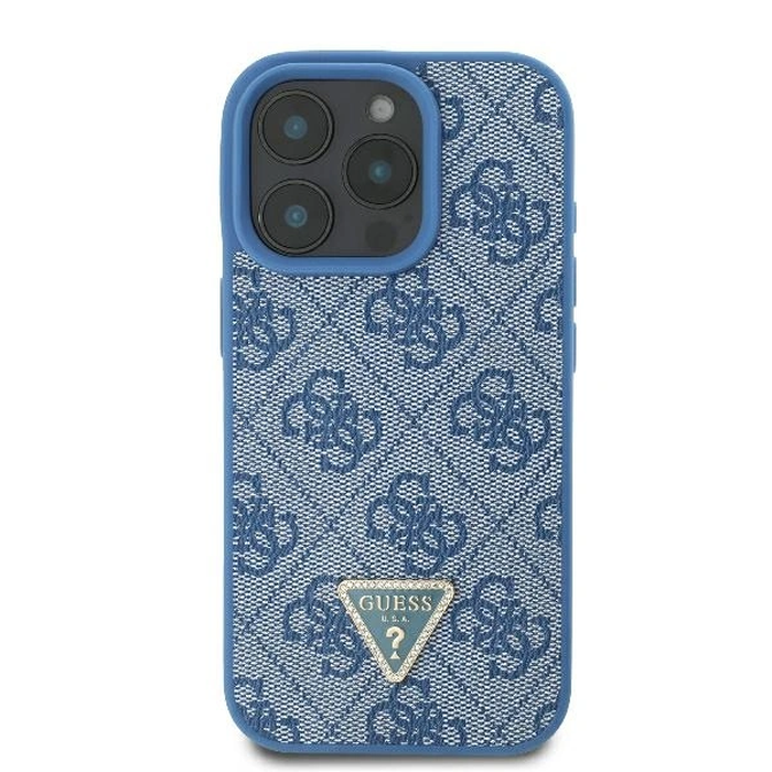 Case Guess GUHCP16LP4TDSCPB Apple iPhone 16 Pro hardcase Leather Metal Logo Strass Crossbody blue
