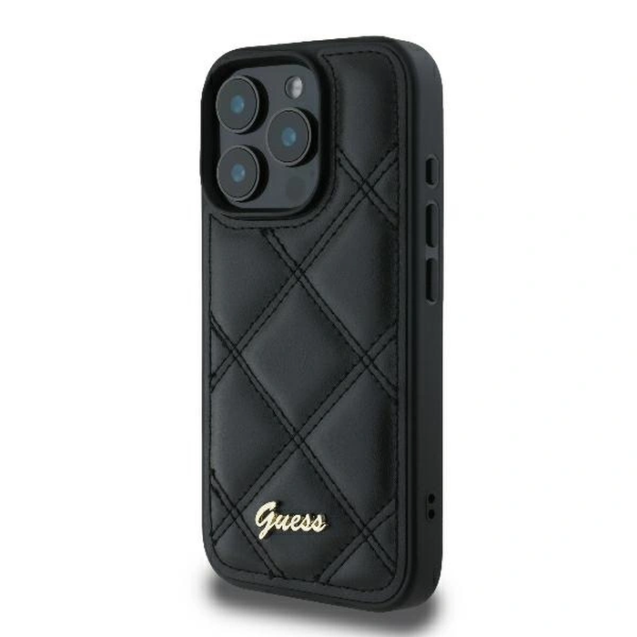 Case Guess GUHCP16LPSQSQSK Apple iPhone 16 Pro hardcase Quilted Metal Logo black