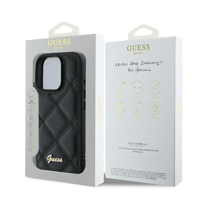Case Guess GUHCP16LPSQSQSK Apple iPhone 16 Pro hardcase Quilted Metal Logo black
