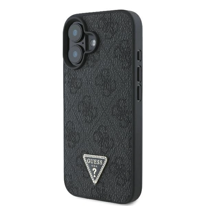 Case Guess GUHCP16SP4TDSCPK Apple iPhone 16 hardcase Leather Metal Logo Strass Crossbody black
