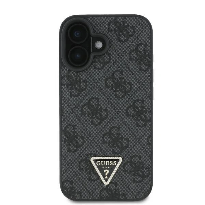 Case Guess GUHCP16SP4TDSCPK Apple iPhone 16 hardcase Leather Metal Logo Strass Crossbody black