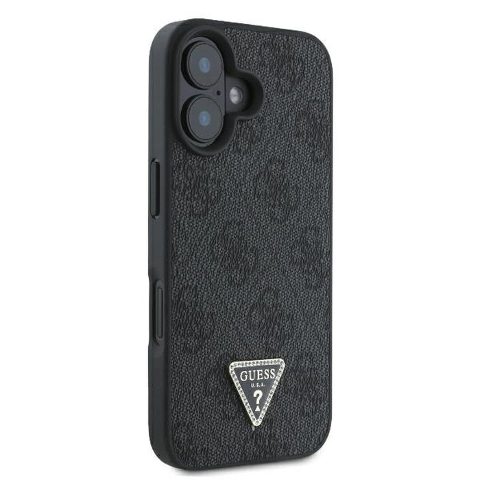 Case Guess GUHCP16SP4TDSCPK Apple iPhone 16 hardcase Leather Metal Logo Strass Crossbody black