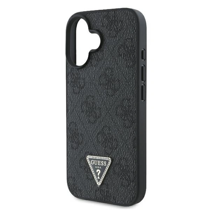 Case Guess GUHCP16SP4TDSCPK Apple iPhone 16 hardcase Leather Metal Logo Strass Crossbody black