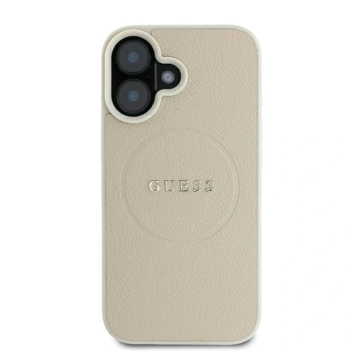 Case Guess GUHMP16SPGHSMME Apple iPhone 16 hardcase Grained Ring MagSafe beige
