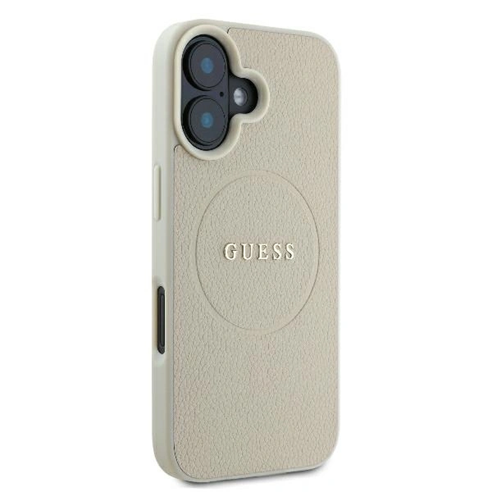Case Guess GUHMP16SPGHSMME Apple iPhone 16 hardcase Grained Ring MagSafe beige