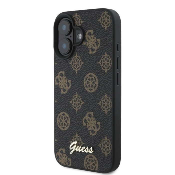 Case Guess GUHMP16SPGPYSK Apple iPhone 16 hardcase Peony Script MagSafe black