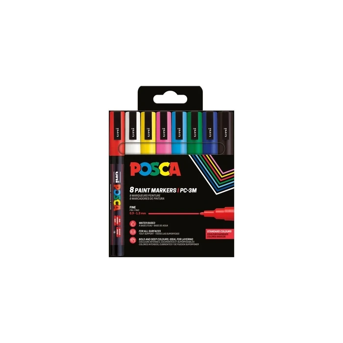 Σετ μαρκαδόρων POSCA UNI PC-3M Basic 8τεμ.