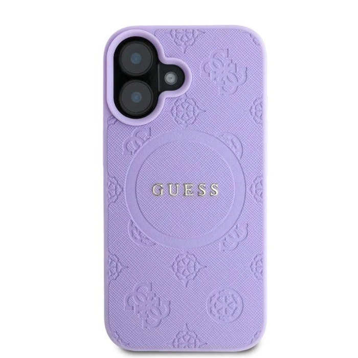 Case Guess GUHMP16SPSAPSMEU Apple iPhone 16 hardcase Saffiano Peony Classic Logo MagSafe purple