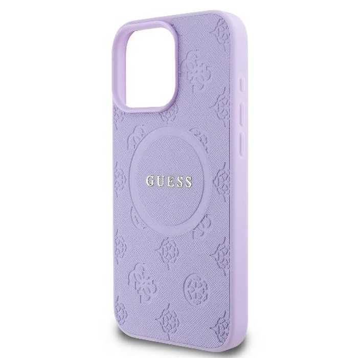 Case Guess GUHMP16XPSAPSMEU Apple iPhone 16 Pro Max hardcase Saffiano Peony Classic Logo MagSafe purple