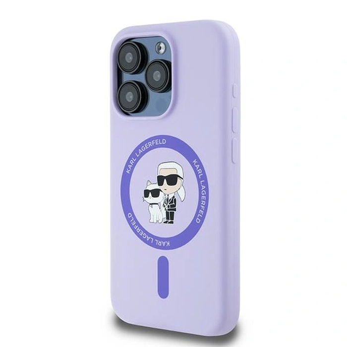 Case Karl Lagerfeld KLHMP15LSCMKCRHU Apple iPhone 15 Pro hardcase Silicone Karl&Choupette Heads Ring MagSafe purple