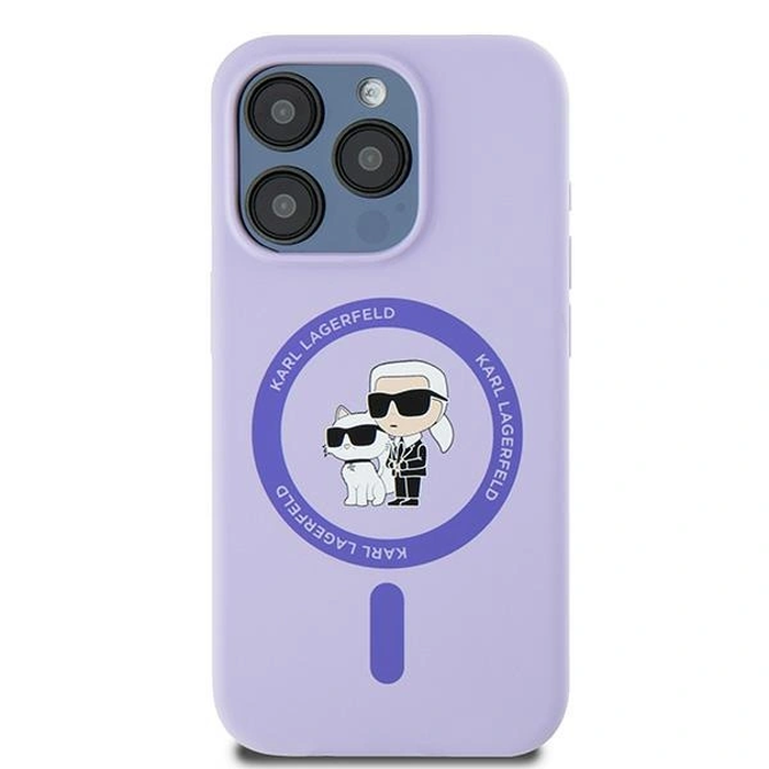 Case Karl Lagerfeld KLHMP15LSCMKCRHU Apple iPhone 15 Pro hardcase Silicone Karl&Choupette Heads Ring MagSafe purple