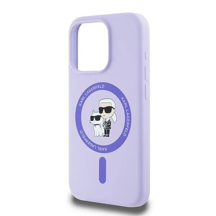 Case Karl Lagerfeld KLHMP15LSCMKCRHU Apple iPhone 15 Pro hardcase Silicone Karl&Choupette Heads Ring MagSafe purple