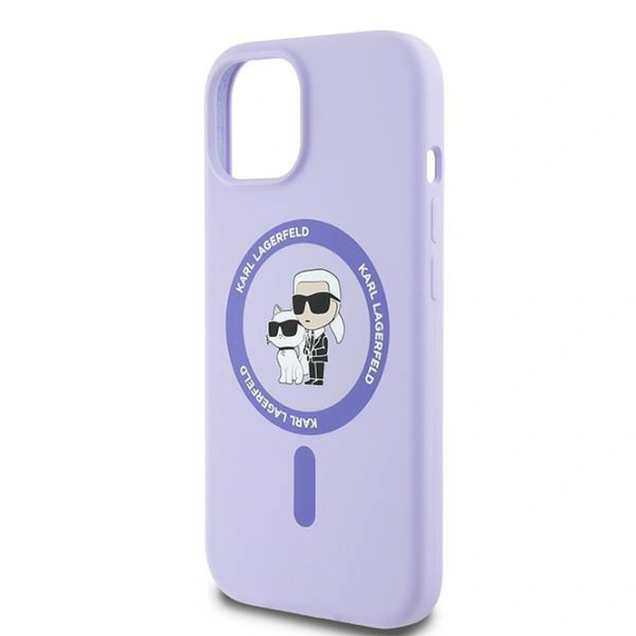 Case Karl Lagerfeld KLHMP15SSCMKCRHU Apple iPhone 15 hardcase Silicone Karl&Choupette Heads Ring MagSafe purple