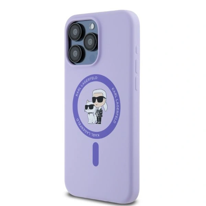 Case Karl Lagerfeld KLHMP15XSCMKCRHU Apple iPhone 15 Pro Max hardcase Silicone Karl&Choupette Heads Ring MagSafe purple