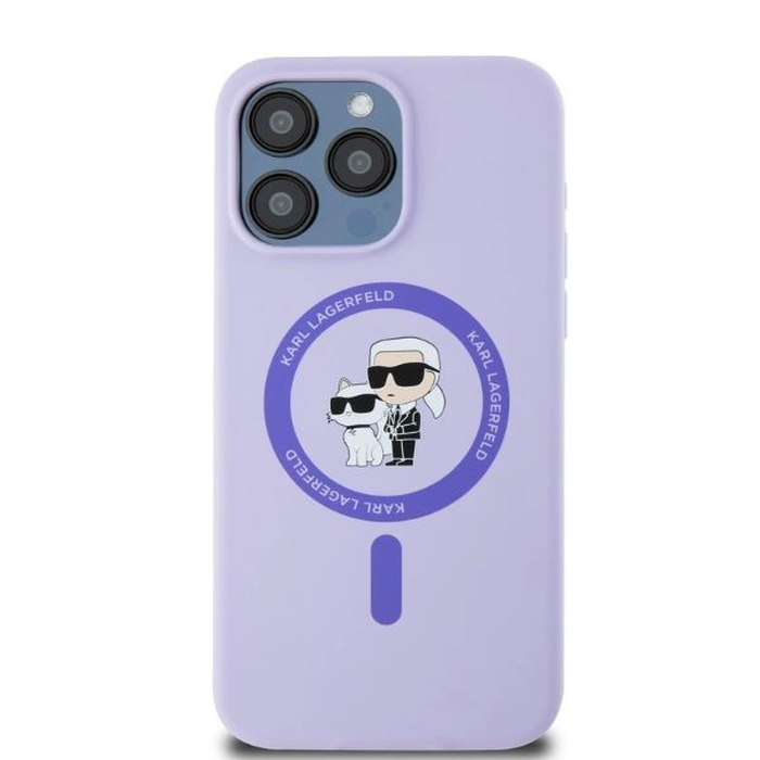 Case Karl Lagerfeld KLHMP15XSCMKCRHU Apple iPhone 15 Pro Max hardcase Silicone Karl&Choupette Heads Ring MagSafe purple