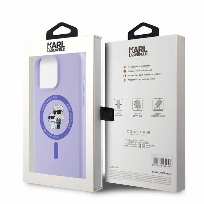 Case Karl Lagerfeld KLHMP15XSCMKCRHU Apple iPhone 15 Pro Max hardcase Silicone Karl&Choupette Heads Ring MagSafe purple