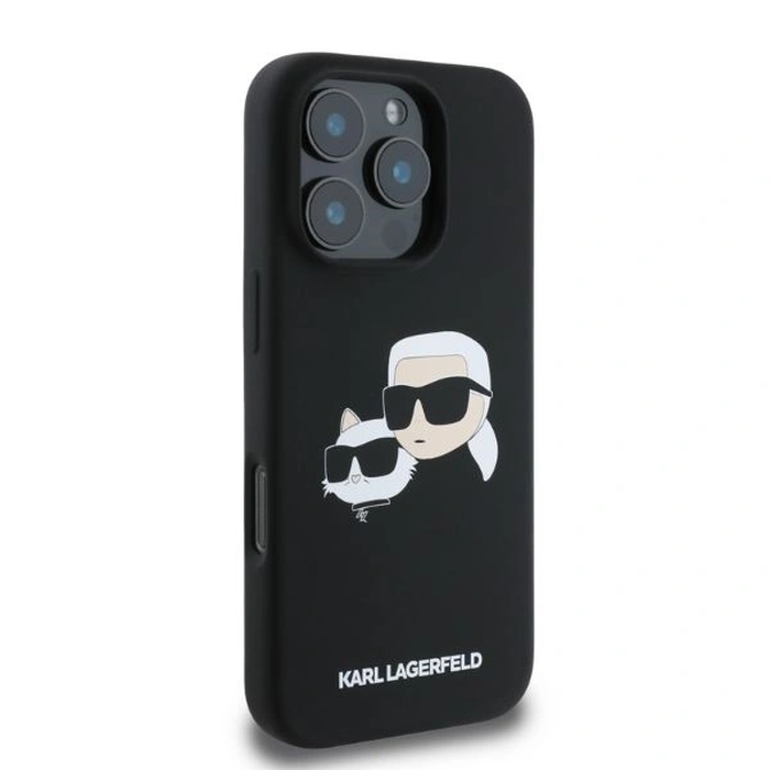Case Karl Lagerfeld KLHMP16LSKCHPPLK Apple iPhone 16 Pro hardcase Silicone Double Heads Print MagSafe black