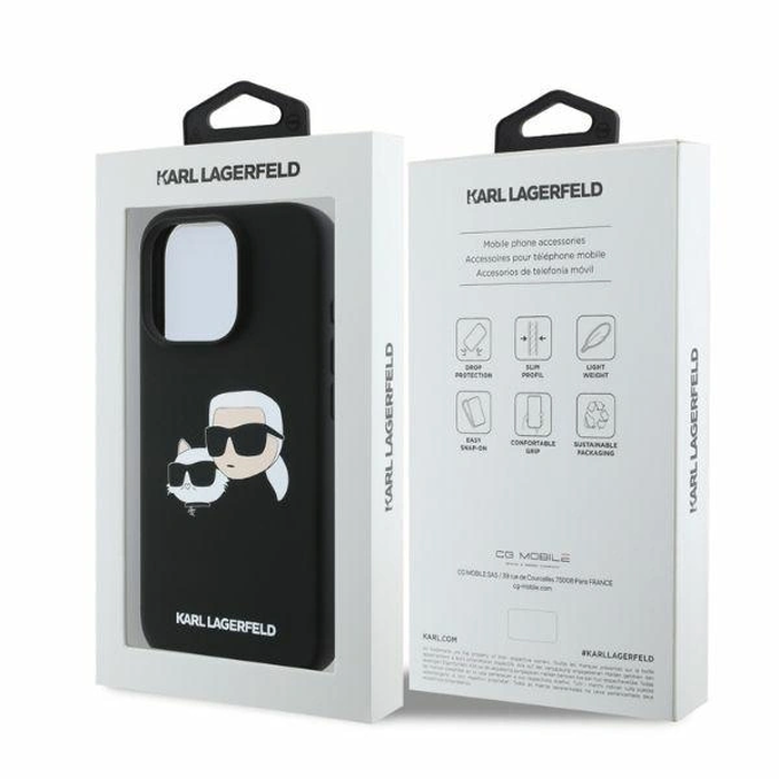 Case Karl Lagerfeld KLHMP16LSKCHPPLK Apple iPhone 16 Pro hardcase Silicone Double Heads Print MagSafe black