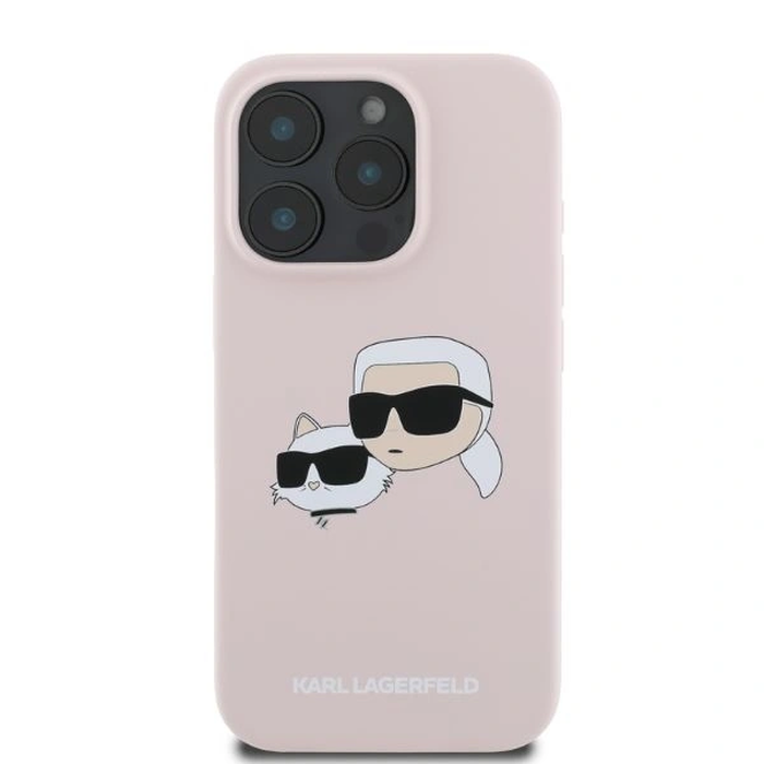 Case Karl Lagerfeld KLHMP16LSKCHPPLP Apple iPhone 16 Pro hardcase Silicone Double Heads Print MagSafe pink