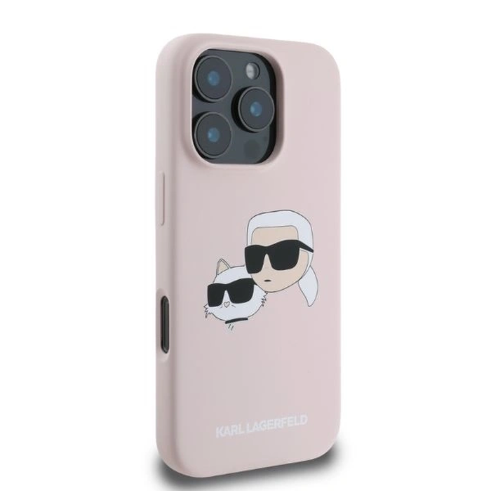 Case Karl Lagerfeld KLHMP16LSKCHPPLP Apple iPhone 16 Pro hardcase Silicone Double Heads Print MagSafe pink