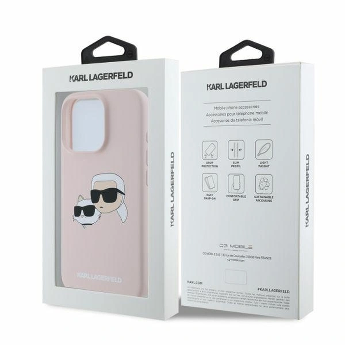 Case Karl Lagerfeld KLHMP16LSKCHPPLP Apple iPhone 16 Pro hardcase Silicone Double Heads Print MagSafe pink