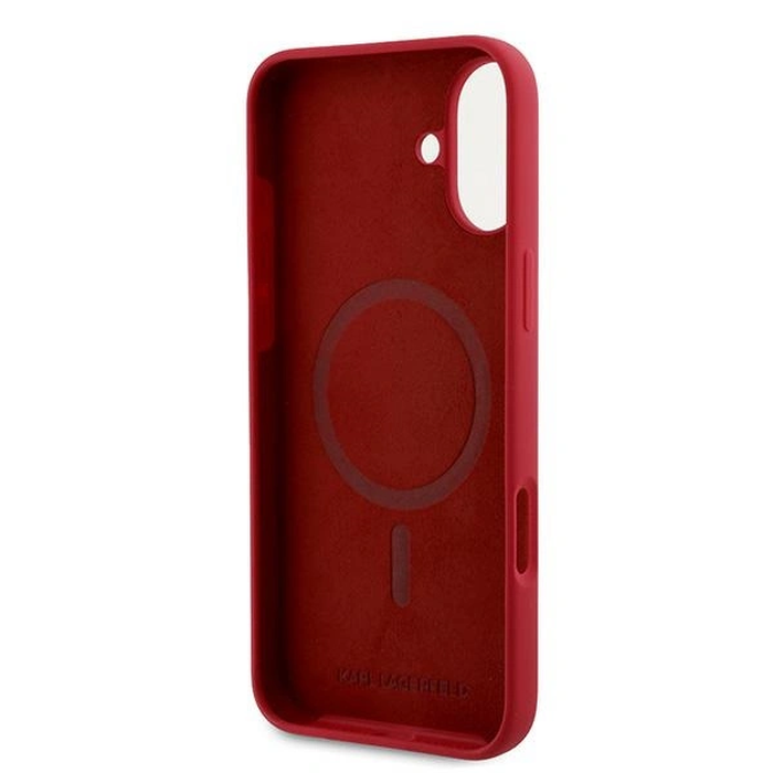 Case Karl Lagerfeld KLHMP16MSCMKCRHR Apple iPhone 16 Plus hardcase Silicone Karl&Choupette Heads Ring MagSafe red