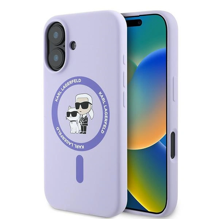 Case Karl Lagerfeld KLHMP16MSCMKCRHU Apple iPhone 16 Plus hardcase Silicone Karl&Choupette Heads Ring MagSafe purple