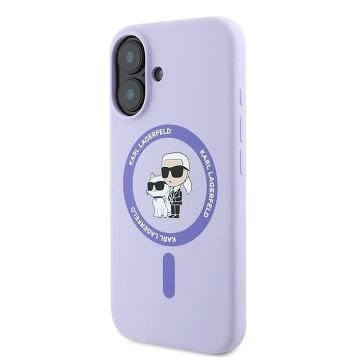 Case Karl Lagerfeld KLHMP16MSCMKCRHU Apple iPhone 16 Plus hardcase Silicone Karl&Choupette Heads Ring MagSafe purple