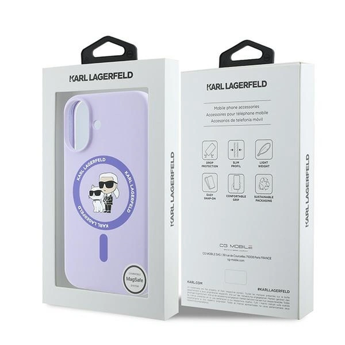 Case Karl Lagerfeld KLHMP16MSCMKCRHU Apple iPhone 16 Plus hardcase Silicone Karl&Choupette Heads Ring MagSafe purple