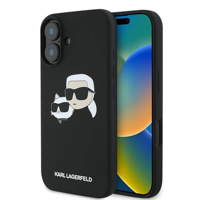 Case Karl Lagerfeld KLHMP16MSKCHPPLK Apple iPhone 16 Plus hardcase Silicone Double Heads Print MagSafe black