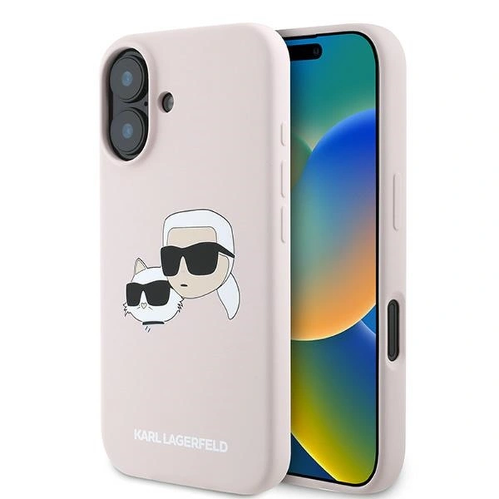 Case Karl Lagerfeld KLHMP16MSKCHPPLP Apple iPhone 16 Plus hardcase Silicone Double Heads Print MagSafe pink