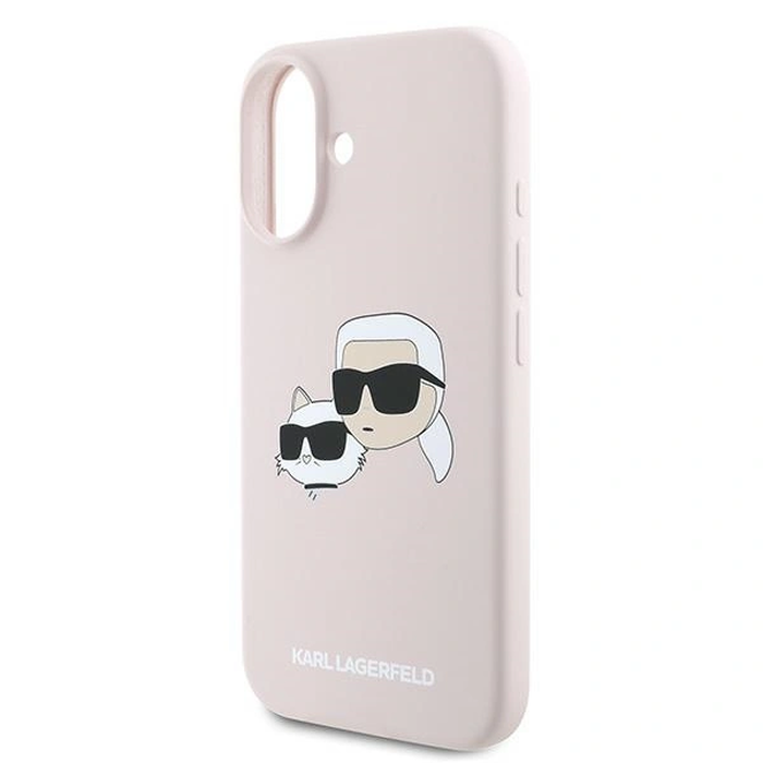 Case Karl Lagerfeld KLHMP16MSKCHPPLP Apple iPhone 16 Plus hardcase Silicone Double Heads Print MagSafe pink