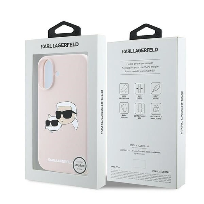 Case Karl Lagerfeld KLHMP16MSKCHPPLP Apple iPhone 16 Plus hardcase Silicone Double Heads Print MagSafe pink