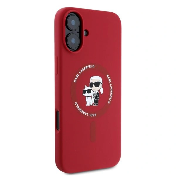 Case Karl Lagerfeld KLHMP16SSCMKCRHR Apple iPhone 16 hardcase Silicone Karl&Choupette Heads Ring MagSafe red