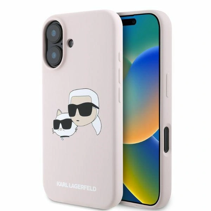 Case Karl Lagerfeld KLHMP16SSKCHPPLP Apple iPhone 16 hardcase Silicone Double Heads Print MagSafe pink