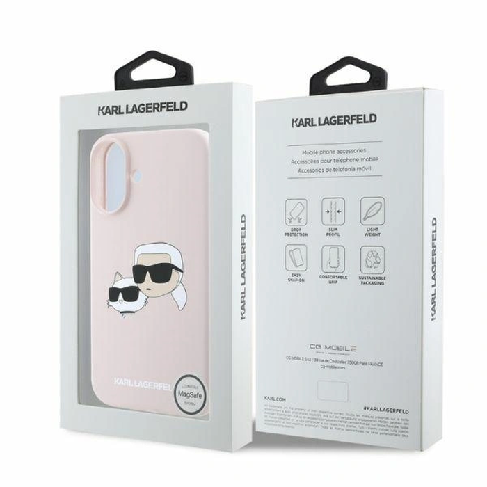 Case Karl Lagerfeld KLHMP16SSKCHPPLP Apple iPhone 16 hardcase Silicone Double Heads Print MagSafe pink