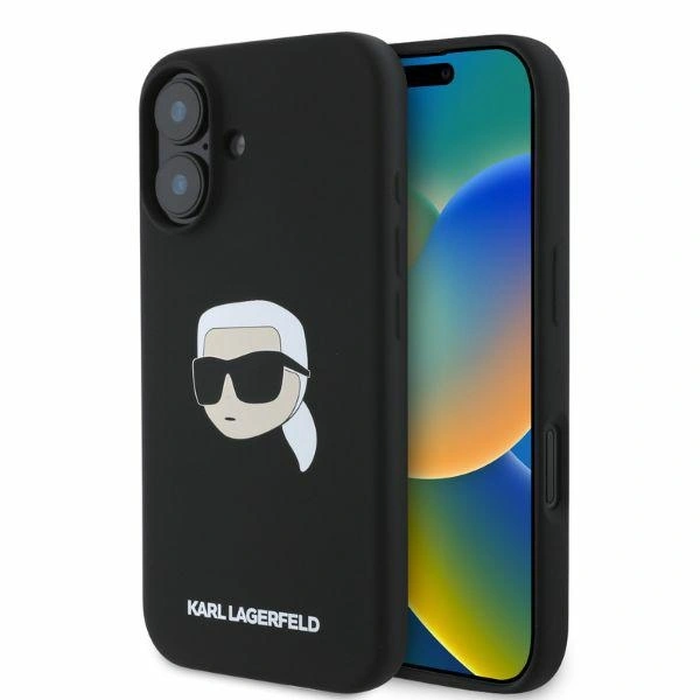 Case Karl Lagerfeld KLHMP16SSKHPPLK Apple iPhone 16 hardcase Silicone Karl Head Print MagSafe black