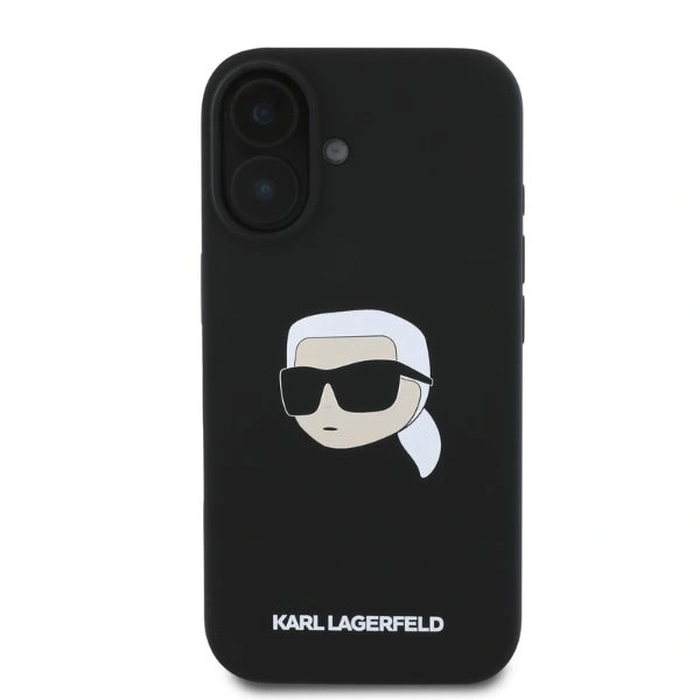 Case Karl Lagerfeld KLHMP16SSKHPPLK Apple iPhone 16 hardcase Silicone Karl Head Print MagSafe black