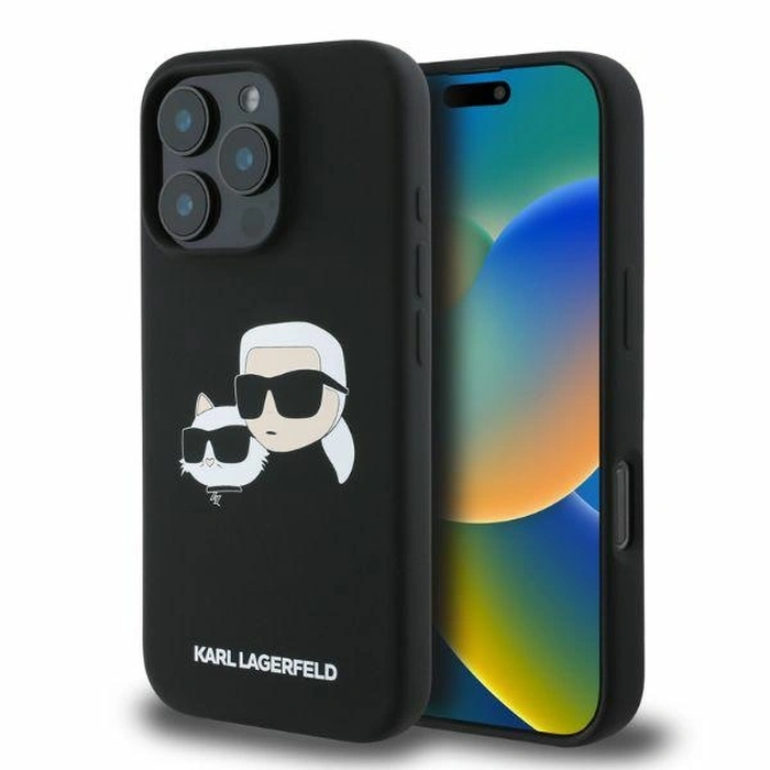 Case Karl Lagerfeld KLHMP16XSKCHPPLK Apple iPhone 16 Pro Max hardcase Silicone Double Heads Print MagSafe black