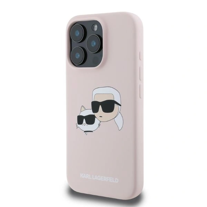Case Karl Lagerfeld KLHMP16XSKCHPPLP Apple iPhone 16 Pro Max hardcase Silicone Double Heads Print MagSafe pink