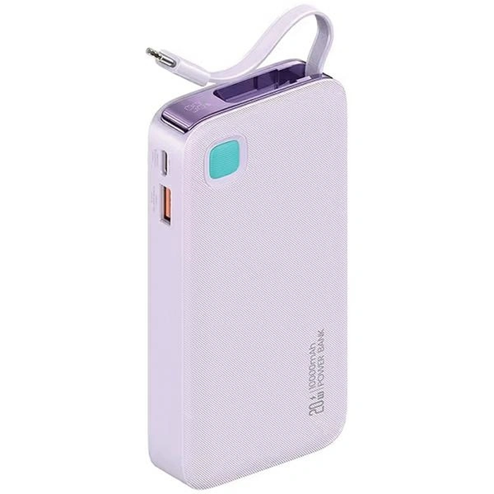 USAMS Power Bank + retractable USB-C cable 10000 mAh PD 20W Fast Charge XY Series purple