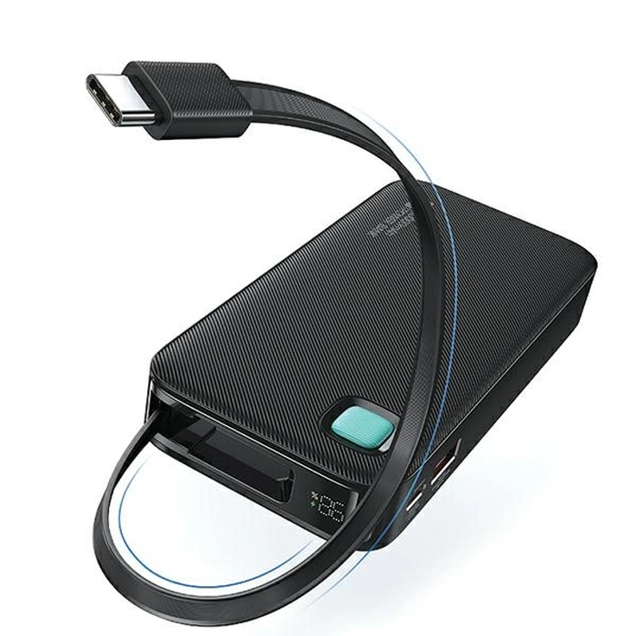 USAMS Power Bank + retractable USB-C cable 10000 mAh PD 20W Fast Charge XY Series purple