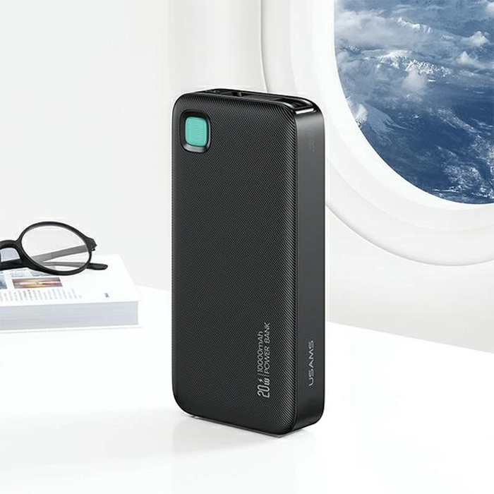 USAMS Power Bank + retractable USB-C cable 10000 mAh PD 20W Fast Charge XY Series purple