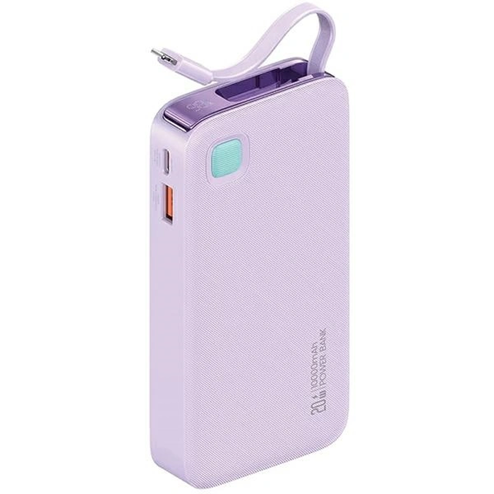 USAMS Powerbank + retractable Lightning cable 10000 mAh PD 20W Fast Charge XY Series purple